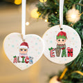 Personaje de dibujos animados personalizado sombrero de Navidad ornamento de cerámica con el nombre de decoración del árbol de casa Regalo de Navidad para Niños Niñas
