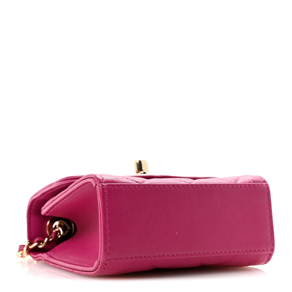 Chanel Lambskin Quilted Mini Trendy CC Clutch With Chain Fuchsia
