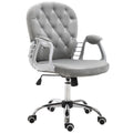 Swivel Desk Chair, Velvet Vanity Chair with Adjustable Height & Rolling Wheels, Grey