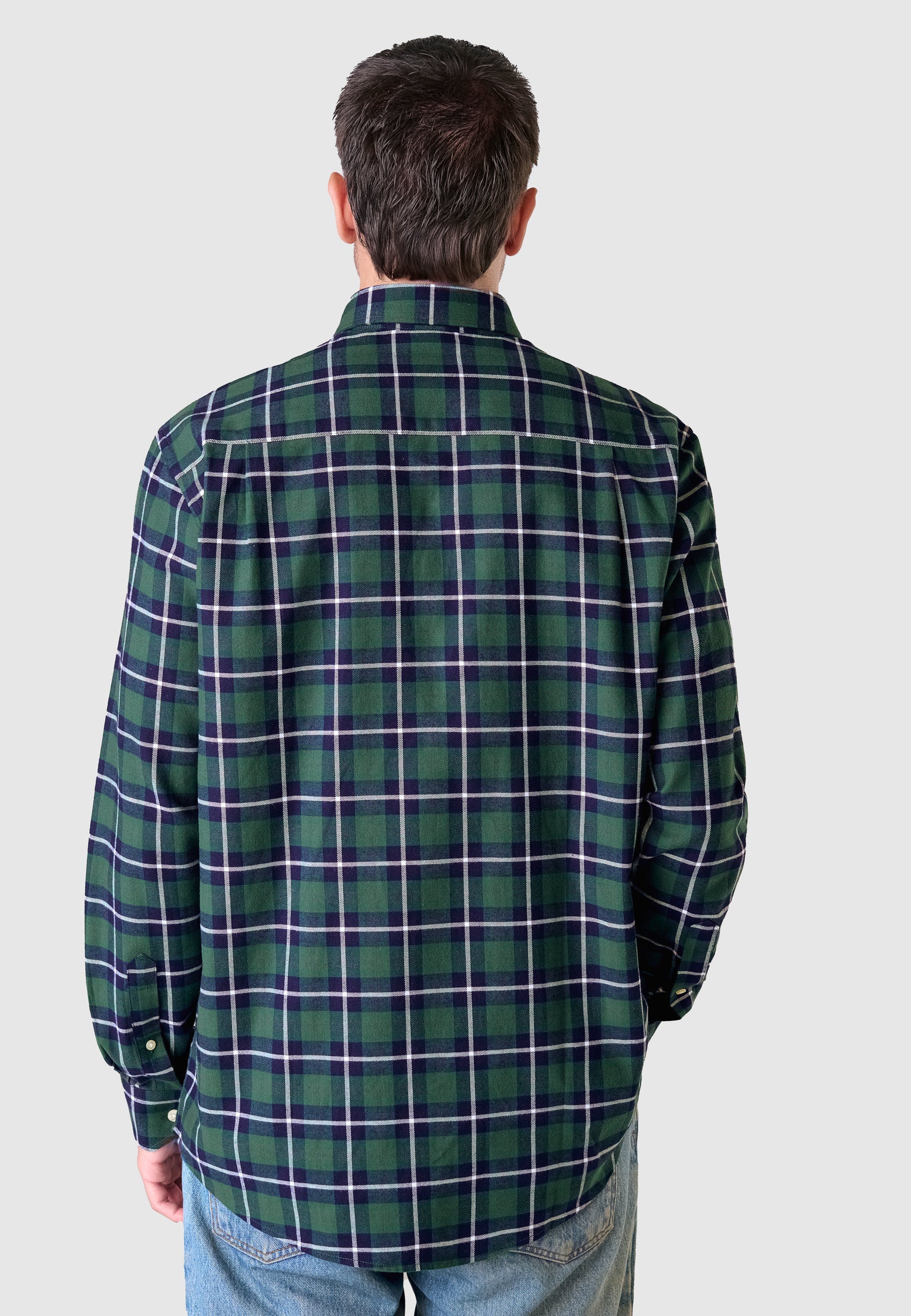 Camisa Hombre Franela Cuadros Algodón Invierno Premium con Bolsillo - Verde 0402_44