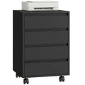 Mobile filing cabinet with 4 drawers for under-desk office storage, Black