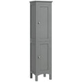 Bathroom Tall Cabinet, Freestanding Storage Organizer w/Adjustable Shelves & 2 Doors, Grey