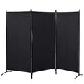 3 Panel Double Hinged Room Divider, 6 Ft Freestanding Folding Privacy Screen, Black