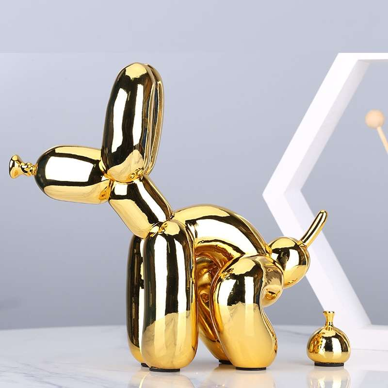 ArtZ® Balloon Dog Doing Business Sculpture - Electroplated Gold
