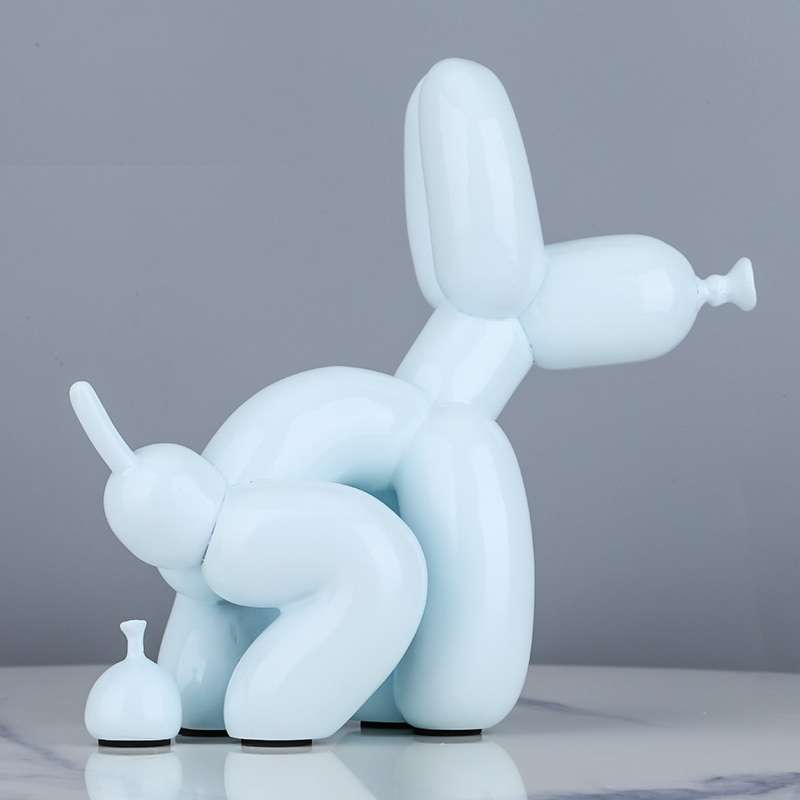 ArtZ® Balloon Dog Doing Business Sculpture - Ice Blue