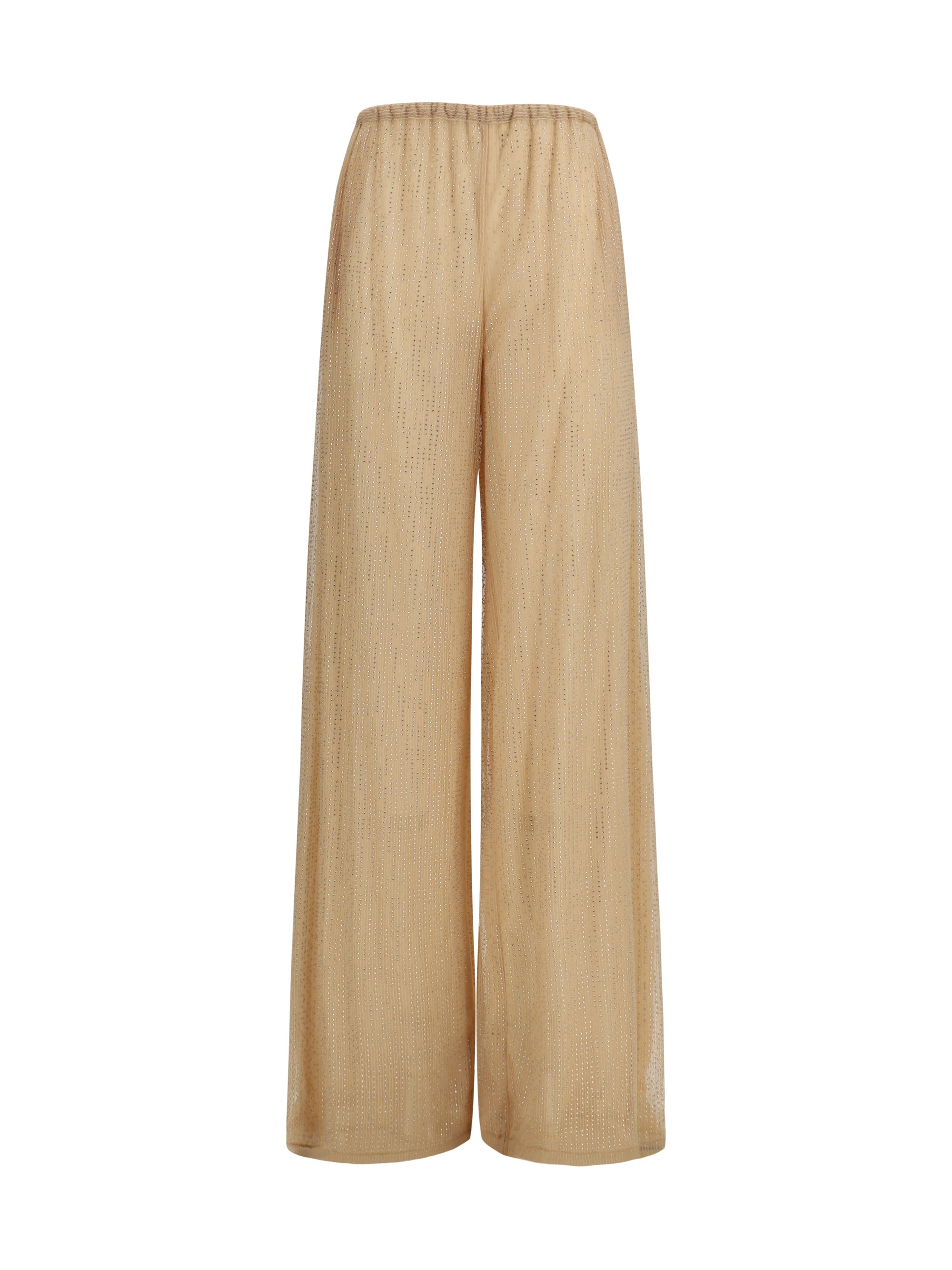 Ermanno Scervino Strass-Embellished Trousers — Beige
