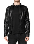 Men's Black Sheep Leather Biker Full Zip Jacket Clothing