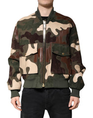Men's Multicolor Cotton Bomber Full Zip Jacket Goat Lamb Clothing