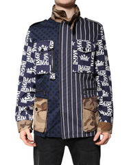 Men's Multicolor Cotton Logo Patchwork Coat Jacket Elastane Clothing