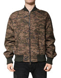 Men's Brown Camouflage Bomber Full Zip Jacket Clothing