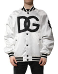 Men's White Dg Logo Polyester Jersey Bomber Jacket Clothing