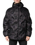 Men's Quilted Nylon Parka Jacket Black Down
