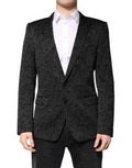 Men's Black Martini Brocade Single Breasted Blazer Clothing