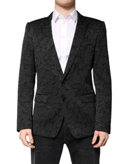 Men's Black Martini Brocade Single Breasted Blazer Clothing