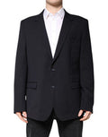 Men's Dark Blue Wool Single Breasted Coat Blazer Clothing