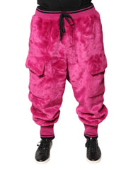 Men's Pink Acrylic Cargo Jogging Sweatpants Pants Polyester