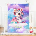 Personalizado Gradiente Fantasía Dreamy Unicornio Diseño Inicial Suave manta con nombre Decoración de la habitación Regalo de Navidad para Mujeres Niñas