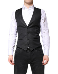 Men's Black Wool Waistcoat Dress Formal Vest Virgin Silk Polyester