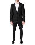 Men's Black Wool Single Breasted 2 Piece Suit Virgin