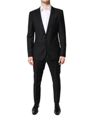 Men's Black Wool Single Breasted 2 Piece Suit Virgin