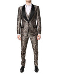 Men's Multicolor Jacquard Single Breasted 3 Piece Suit Polyester Silk