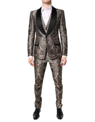 Men's Multicolor Jacquard Single Breasted 3 Piece Suit Polyester Silk