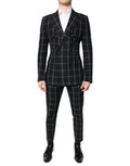 Men's Black Taormina Double Breasted 2 Piece Suit Flax Cotton