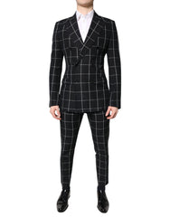 Men's Black Taormina Double Breasted 2 Piece Suit Flax Cotton