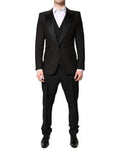 Men's Black Single Breasted Formal 3 Piece Suit Virgin Wool Silk Polyester