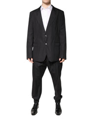 Men's Black Cotton Single Breasted 2 Piece Suit