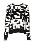 Women's Logo-Print Cashmere Blend Sweater Black And White Viscose Nylon