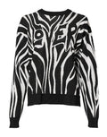 Women's Abstract-Print Silk-Wool Blend Sweater Black Viscose