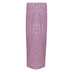 Women's Pink Polyester Long Skirt