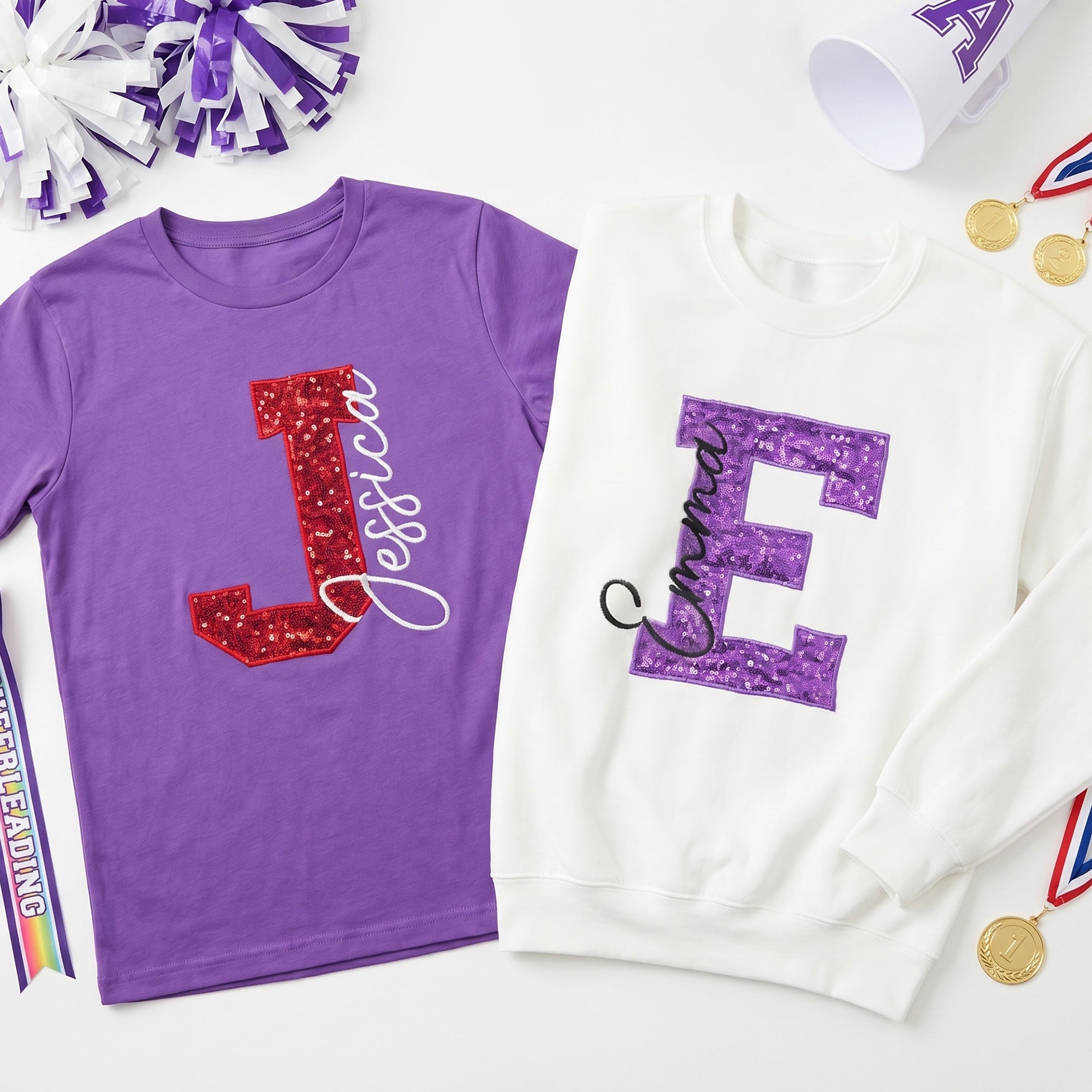 Personalizada Multicolor Lentejuelas Inicial Suave Sudadera Sudadera con capucha con nombre de desgaste diario Día del Juego Cumpleaños Regalo para Mujeres Amigos Cheerleaders
