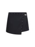 GCDS Satin Logo-Trim Wrap Mini Skirt — Black