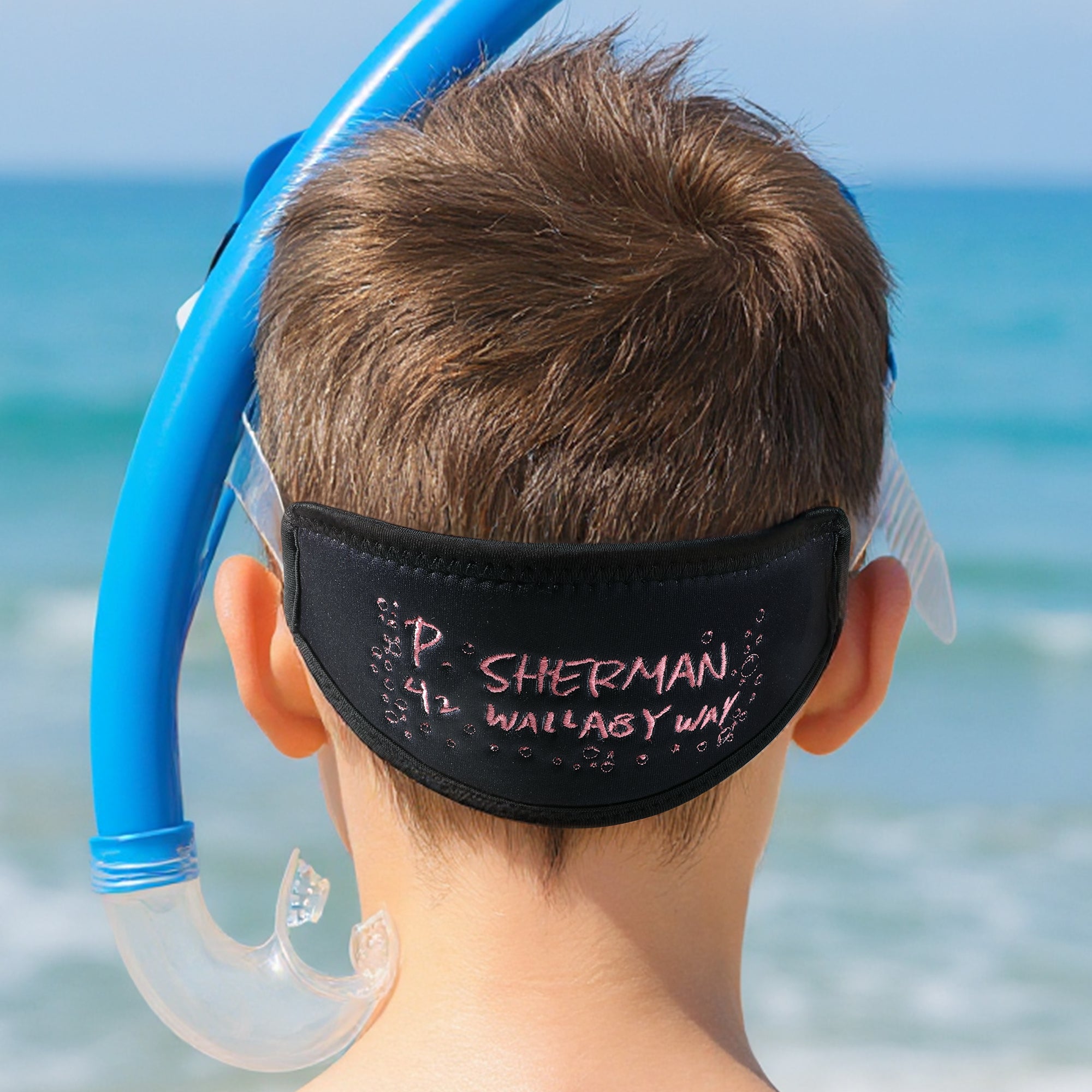 Correa personalizada para máscara de buceo Starry Sky Star multicolor con texto bordado Accesorios de buceo Regalo de cumpleaños para aficionados al buceo