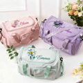Personalizado Gemstone Nacimiento Flor Nombre Multi-Compartimiento Impermeable Bolsa de fin de semana con correa para el hombro Accesorios de viaje Regalo de cumpleaños para las mujeres Niñas