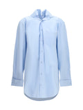 Alainpaul Elasticated Collar Cotton Shirt — Blue