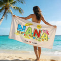 Toalla de playa de gran tamaño, de secado rápido y suave, personalizada y multicolor, con 1-12 nombres Fiesta en la playa Regalo de cumpleaños para la familia