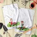 Personalizada Cartoon Gardening Character Waffle Toalla portátil con nombre Regalo de cumpleaños para la familia amigo