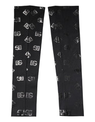 Women's Black Dg Logo Monogram Wool Stretch Arm Sleeves Virgin Cashmere Accessory