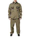 Men's Brown Cotton Stretch Shirt Pants Casual Set Elastane