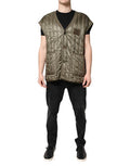 Men's Brown Logo Plaque Quilted Vest Jacket Nylon Clothing