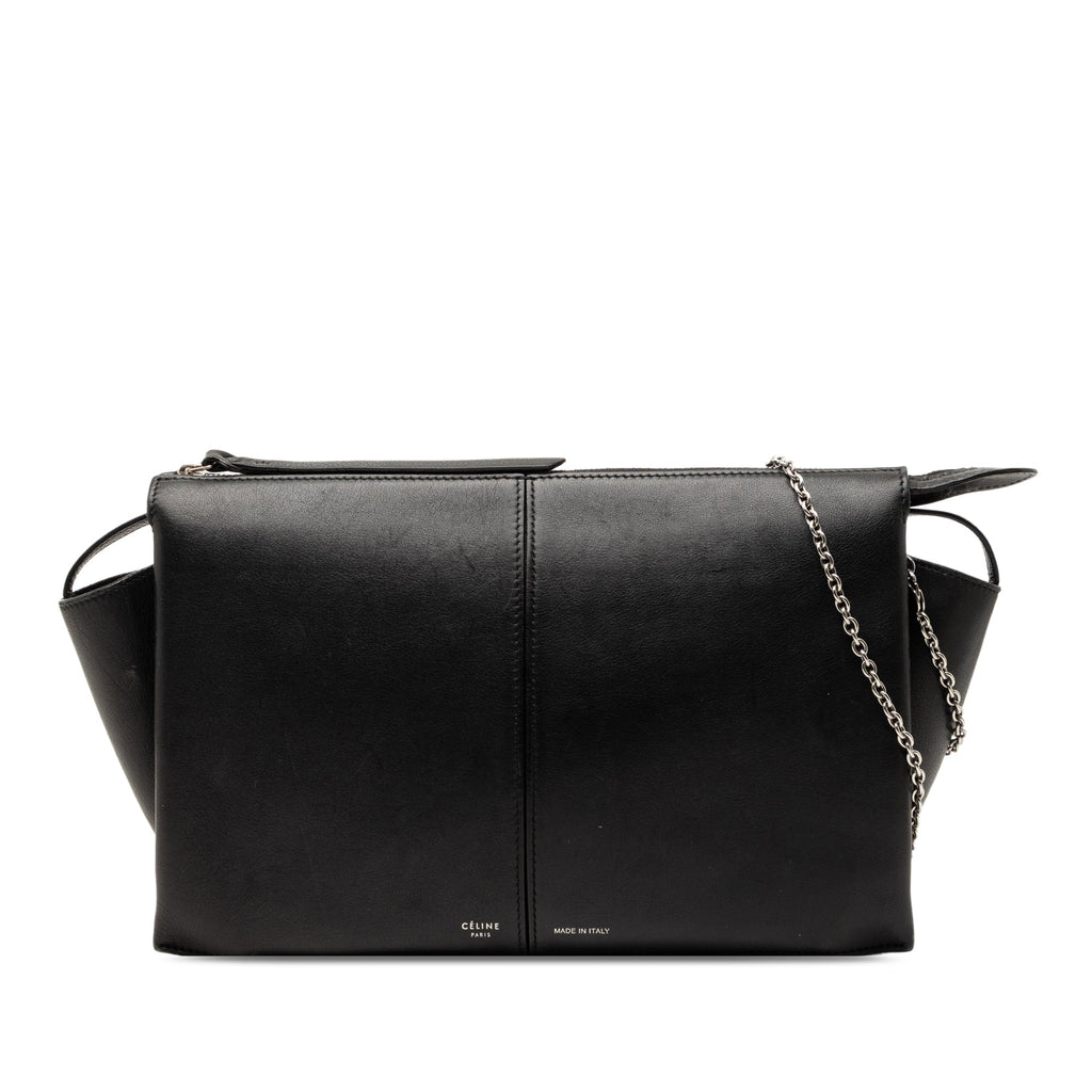 Trifold Leather Clutch On Chain