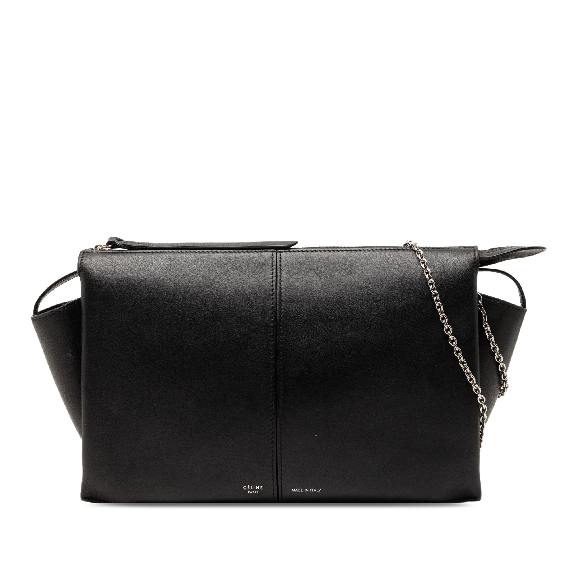 Trifold Leather Clutch On Chain