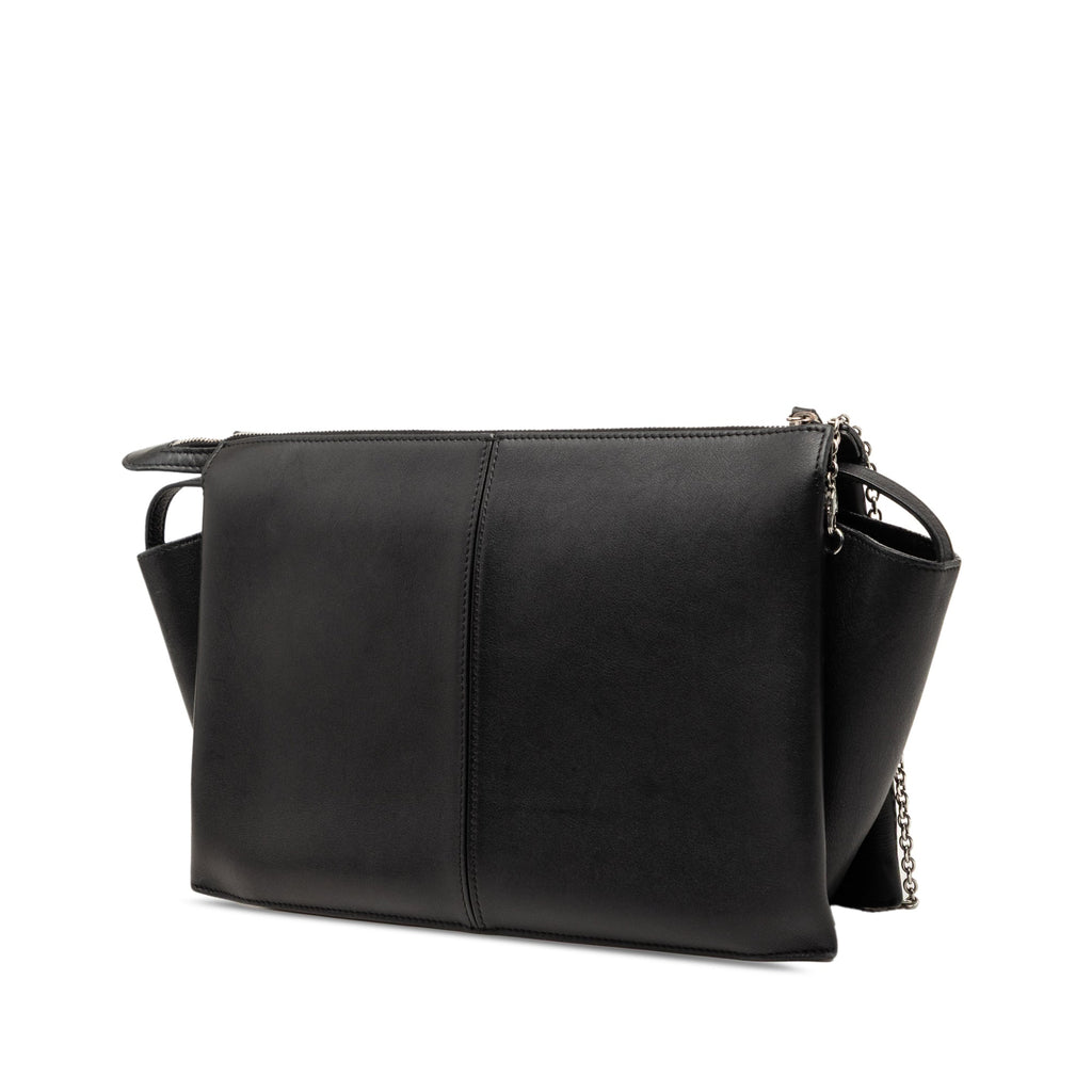 Trifold Leather Clutch On Chain