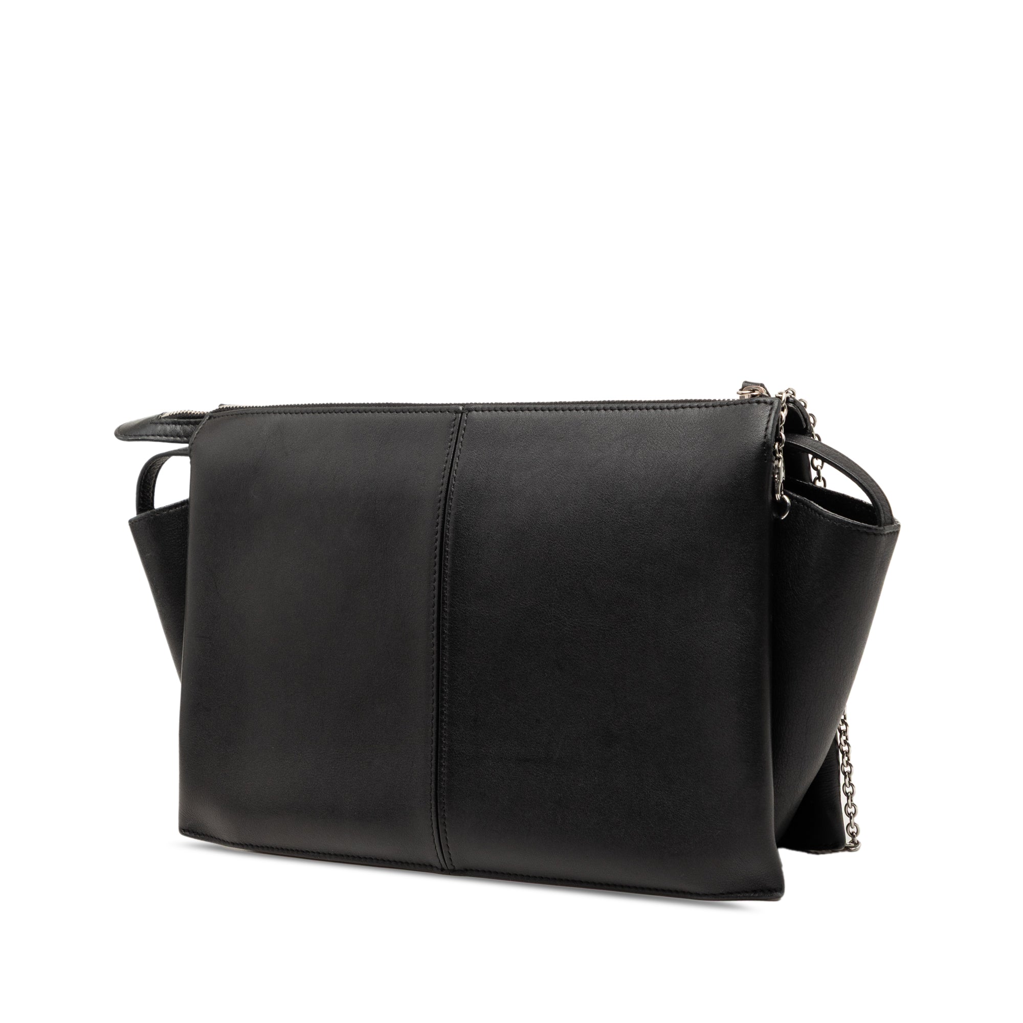 Trifold Leather Clutch On Chain