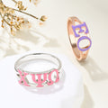 Personalizada Sororidad Esmalte Griego Letras Anillo con Texto Grabado Bid Día Graduación Cumpleaños Regalo para Amigos Niñas