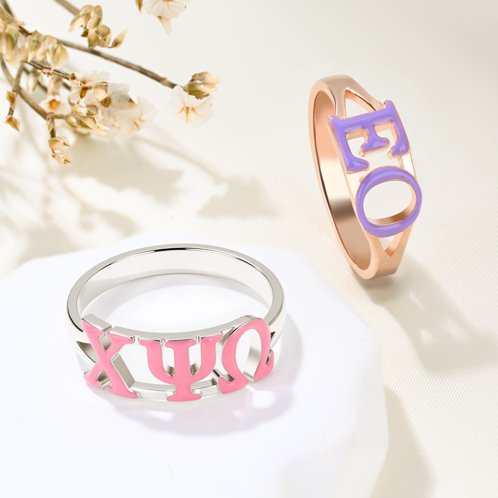 Personalizada Sororidad Esmalte Griego Letras Anillo con Texto Grabado Bid Día Graduación Cumpleaños Regalo para Amigos Niñas