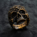 Anillo Gótico Personalizado Calavera Rosa con Grabado Interior Joyería Motera Regalo de Cumpleaños Aniversario para Hombres Amantes del Gótico Amantes de la Motocicleta